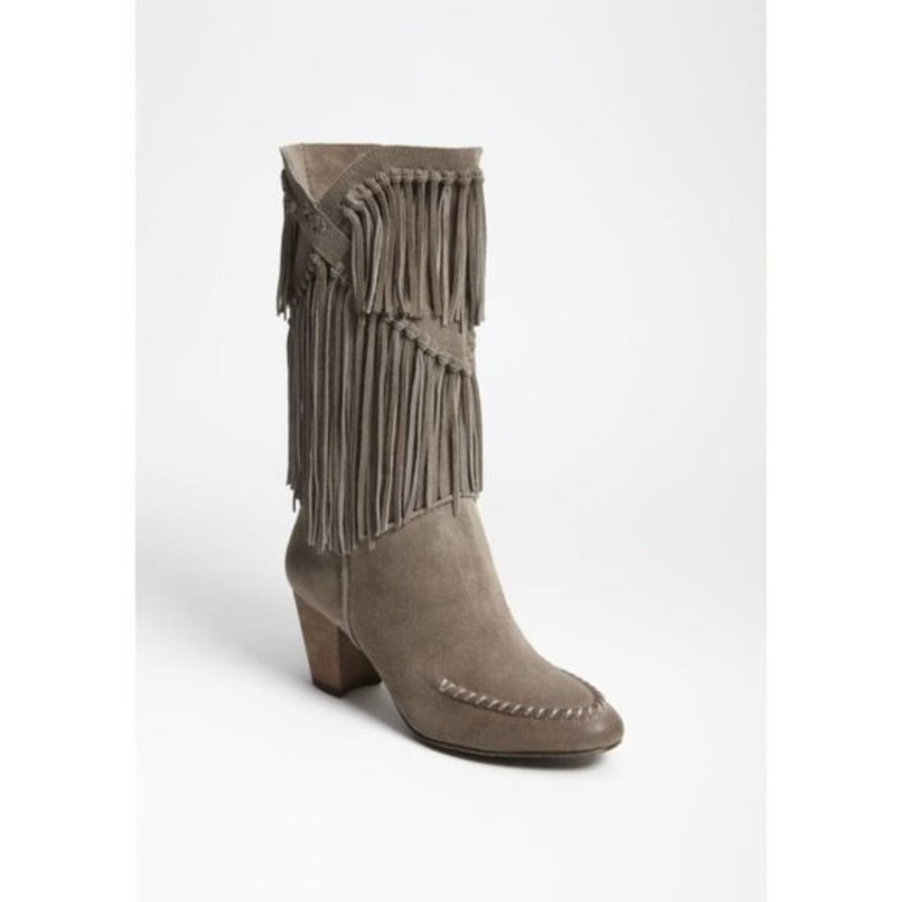 7 FOR ALL MANKIND Caddie Suede Fringe Cowboy Boots